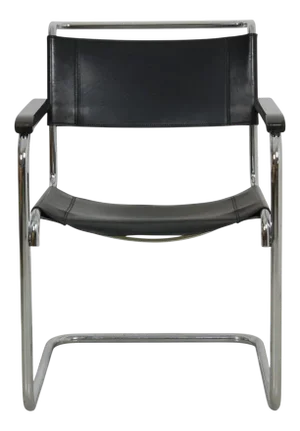 S34 Armchair in Black Leather by Mart Stam, 1990s
