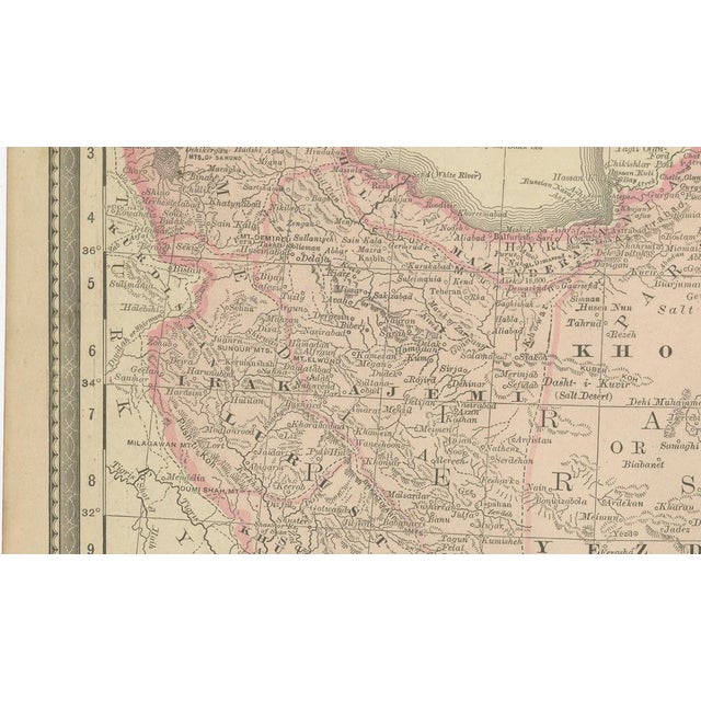 Black Antique Middle Eastern Map by Rand McNally, 1888 For Sale - Image 8 of 9