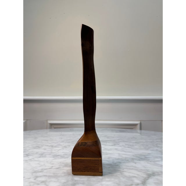 Mid-Century Modern Mid-Century Modern Biomorphic Carved Walnut Abstract Sculpture on Multi-Wood Base For Sale - Image 3 of 6