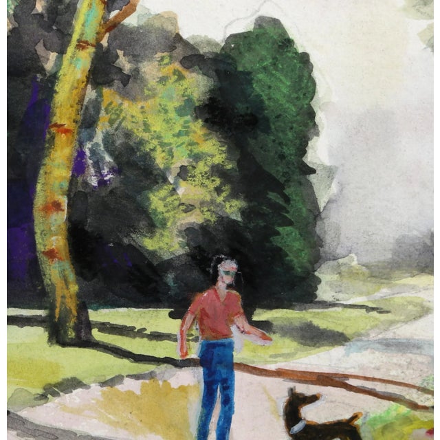 Modern Summer Time, Erik Freyman Watercolor With Pastels on Paper, Signed in Pen For Sale - Image 3 of 4