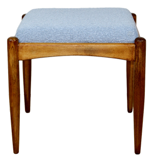 Stool with a Blue Boucle Seat in Light Blue by Edmund Homa, 1970s