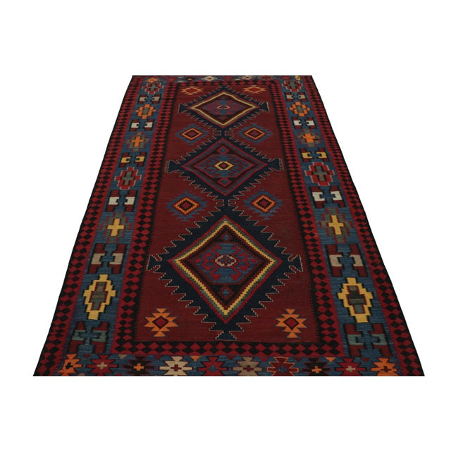 Tribal 1950s Vintage Tribal Kilim Rug in Red With Polychromatic Patterns by Rug & Kilim For Sale - Image 3 of 7
