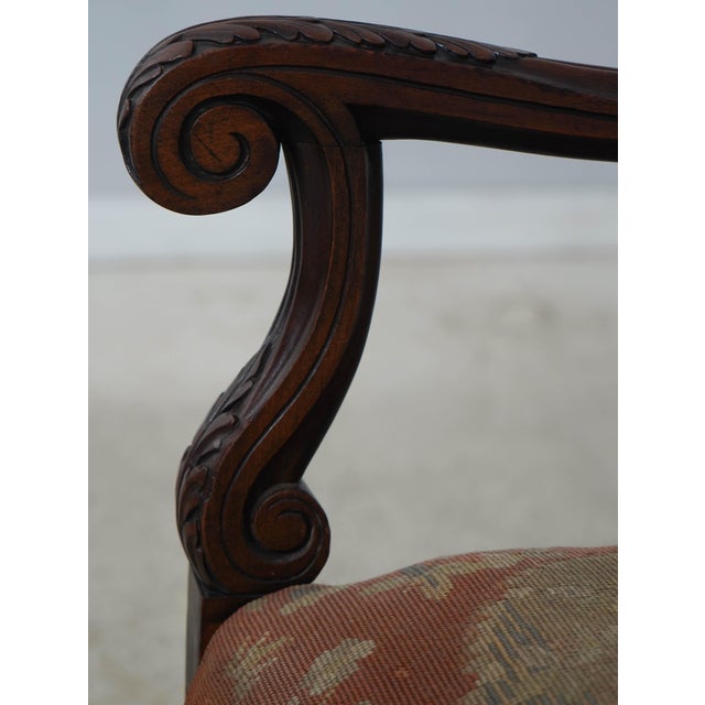 Wood Pair of Antique Louis XVI Fauteuils Needlepoint Open Arm Chairs For Sale - Image 7 of 18