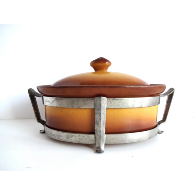 Mid 20th Century French La Silicite Depose Brown Faience Terrine For Sale - Image 4 of 7