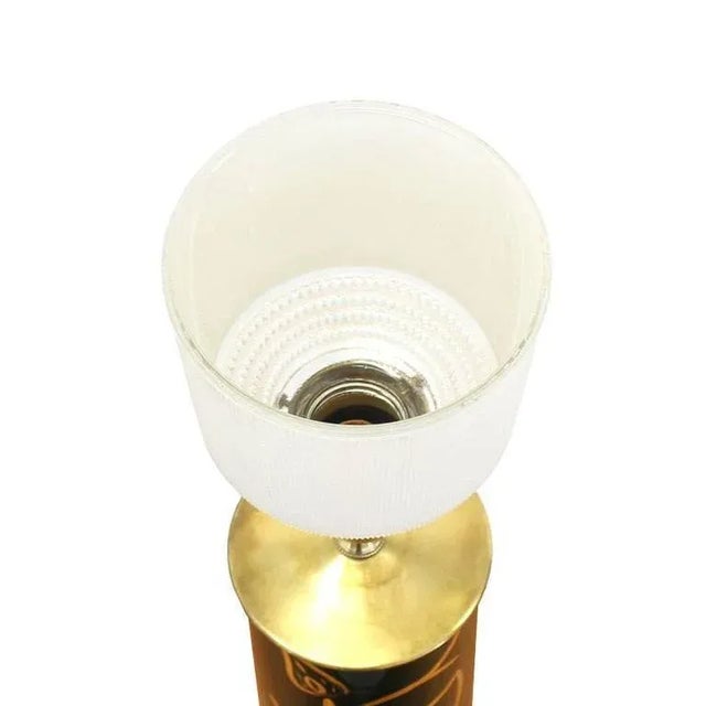 Early 20th Century Vintage Emerald Green Gold Decorated Cylinder Shape Table Lamps- a Pair For Sale - Image 6 of 9