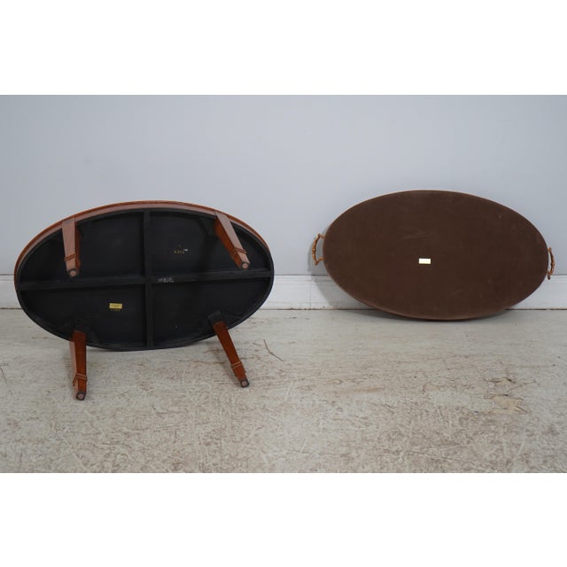 Maitland Smith Mahogany Oval Butlers Table For Sale - Image 15 of 16
