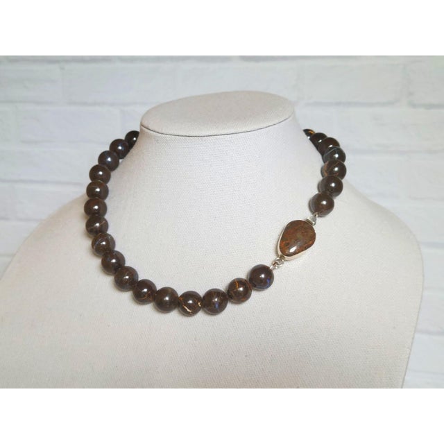 Brown Boulder Opal 14mm Beaded Necklace, 19 Inches For Sale - Image 8 of 11