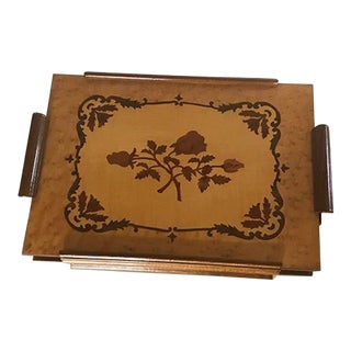 Vintage Wooden Lacquered Serving Tray For Sale