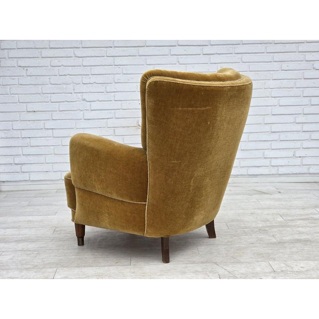 Danish Relax Chair in Honey Yellow Furniture Velour, 1960s For Sale - Image 12 of 18