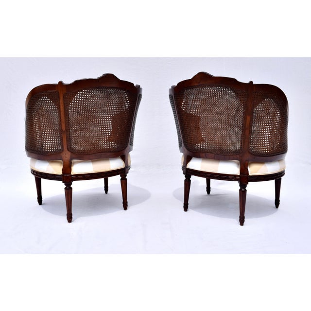 Louis XVI Style Double Cane Bergere Chairs in Walnut For Sale In Philadelphia - Image 6 of 11