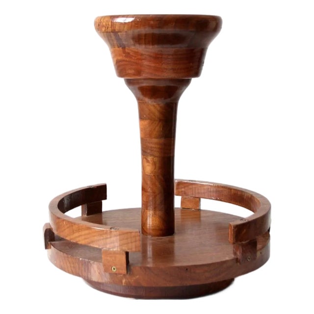 Vintage Rotating Wood Tabletop Stand For Sale