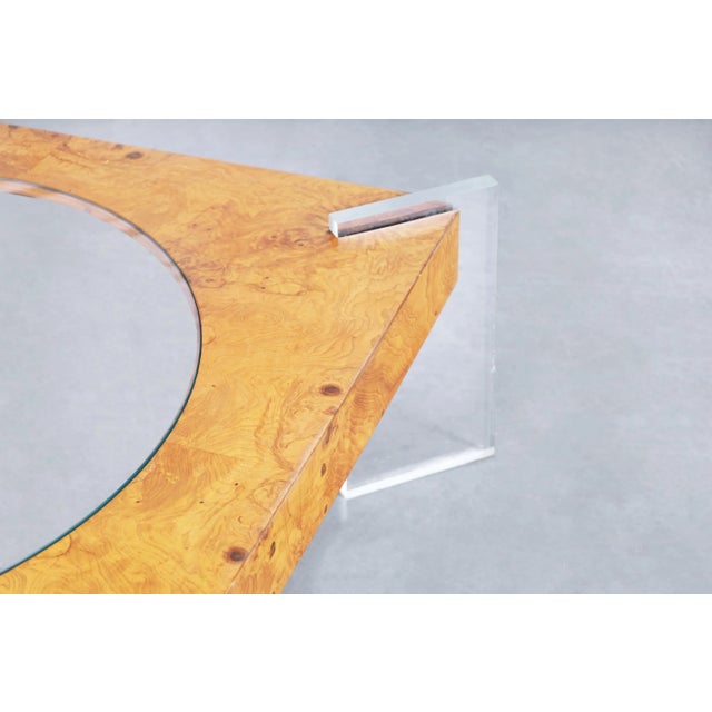 Wood Mid-Century Modern Burl Wood and Lucite Coffee Table by Vladimir Kagan For Sale - Image 7 of 12