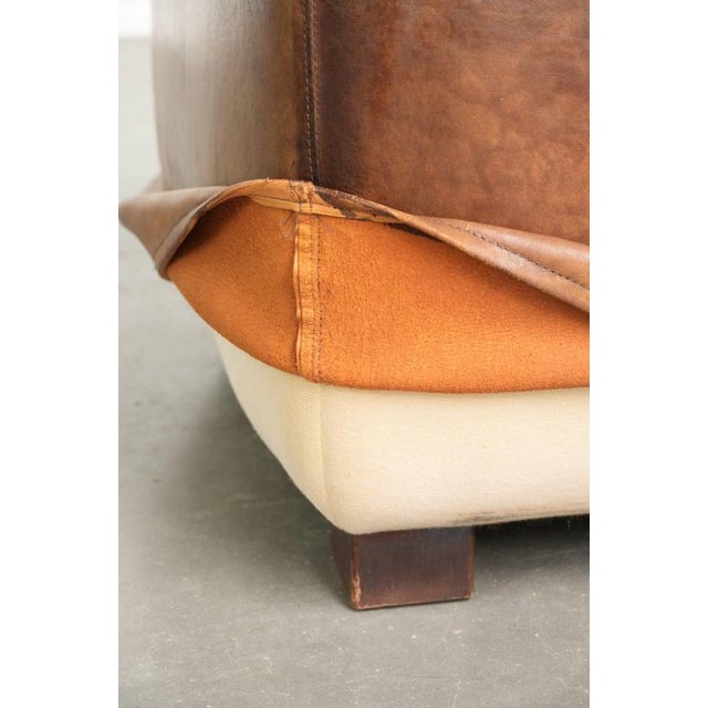 Large Vintage Sheepskin Ottoman For Sale - Image 11 of 12