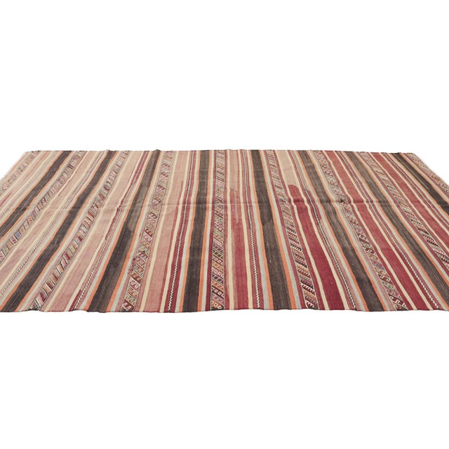 Striped Vintage Turkish Kilim Rug For Sale - Image 4 of 7