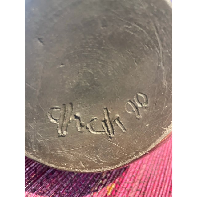 Vintage Organic Raku Studio Art Pottery Vase Signed For Sale - Image 10 of 10