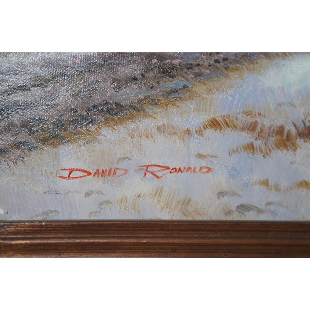 Mid 20th Century Vintage David Ronald Dutch Winter Cityscape Oil on Canvas Painting, Framed For Sale - Image 6 of 12