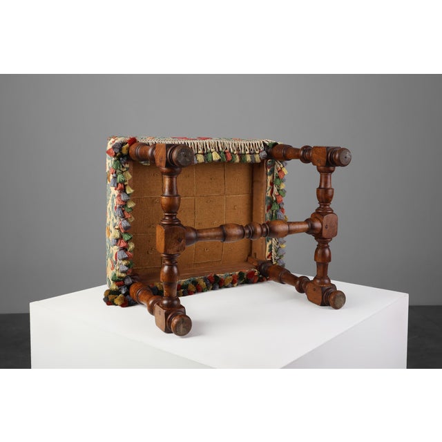 Antique Wood and Fabric Ottoman, France, 1890s For Sale - Image 9 of 10