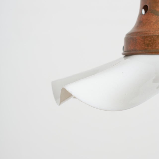1930s Vintage French Coolie Milk Glass Pendant Light, 1930s For Sale - Image 5 of 7