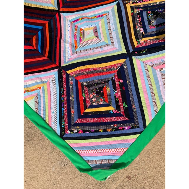 Red Vintage 19th Century Handmade Diamond String Quilt - King Size For Sale - Image 8 of 12