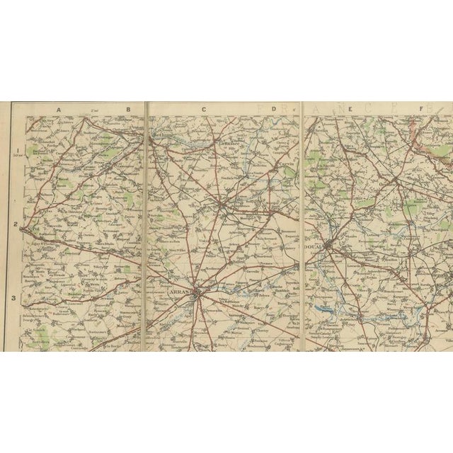 Gold WWI British War Office Map of Arras, Amiens and Reims from Edward Stanford, 1914 For Sale - Image 8 of 10