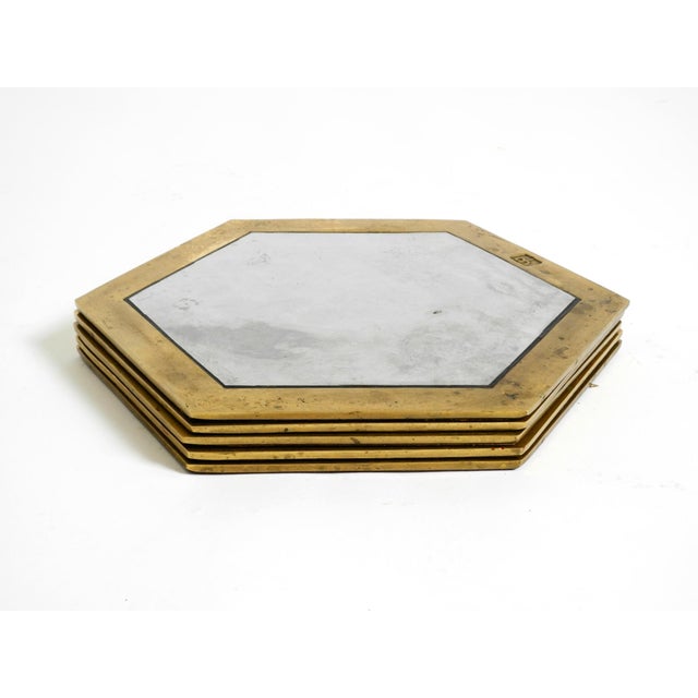 1970s Brutalist Aluminum and Brass Coasters by David Marshall, 1970s, Set of 5 For Sale - Image 5 of 18