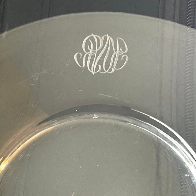 Traditional 1930s Steuben Dessert Plates Monogrammed “KNR” - Set of 8 For Sale - Image 3 of 6