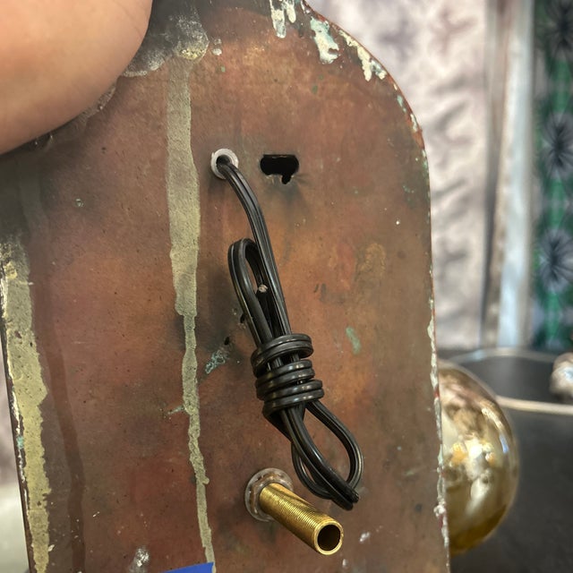 Black Antique Black Metal Wall Lantern Light With Blown Glass Panels For Sale - Image 8 of 11