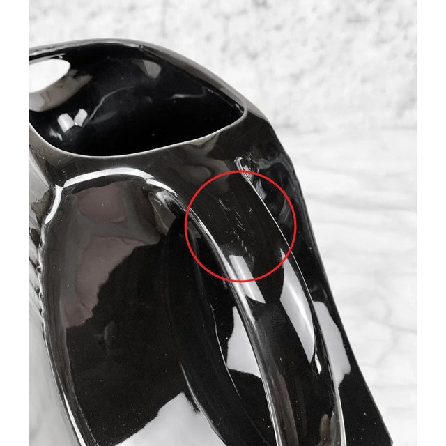 Ceramic Mid-Century Black Porcelain Disc Juice Pitcher For Sale - Image 7 of 9