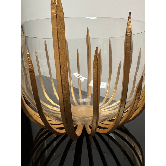 Sunburst Gilded Metal and Glass Bowl For Sale - Image 6 of 8