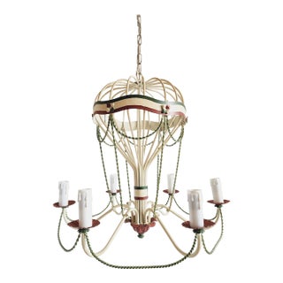 Vintage Tole Painted Hot Air Balloon Chandelier For Sale