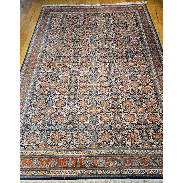 "An exceptional vintage Persian Tabriz rug, room-sized and woven in the second quarter of the 20th century, featuring a...