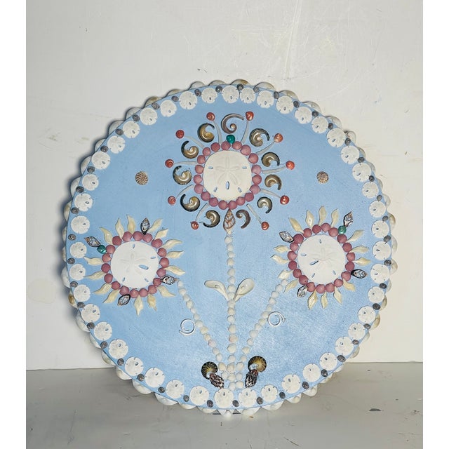 Blue Sea Shell Art Rose on Blue Created by Elia For Sale - Image 8 of 8