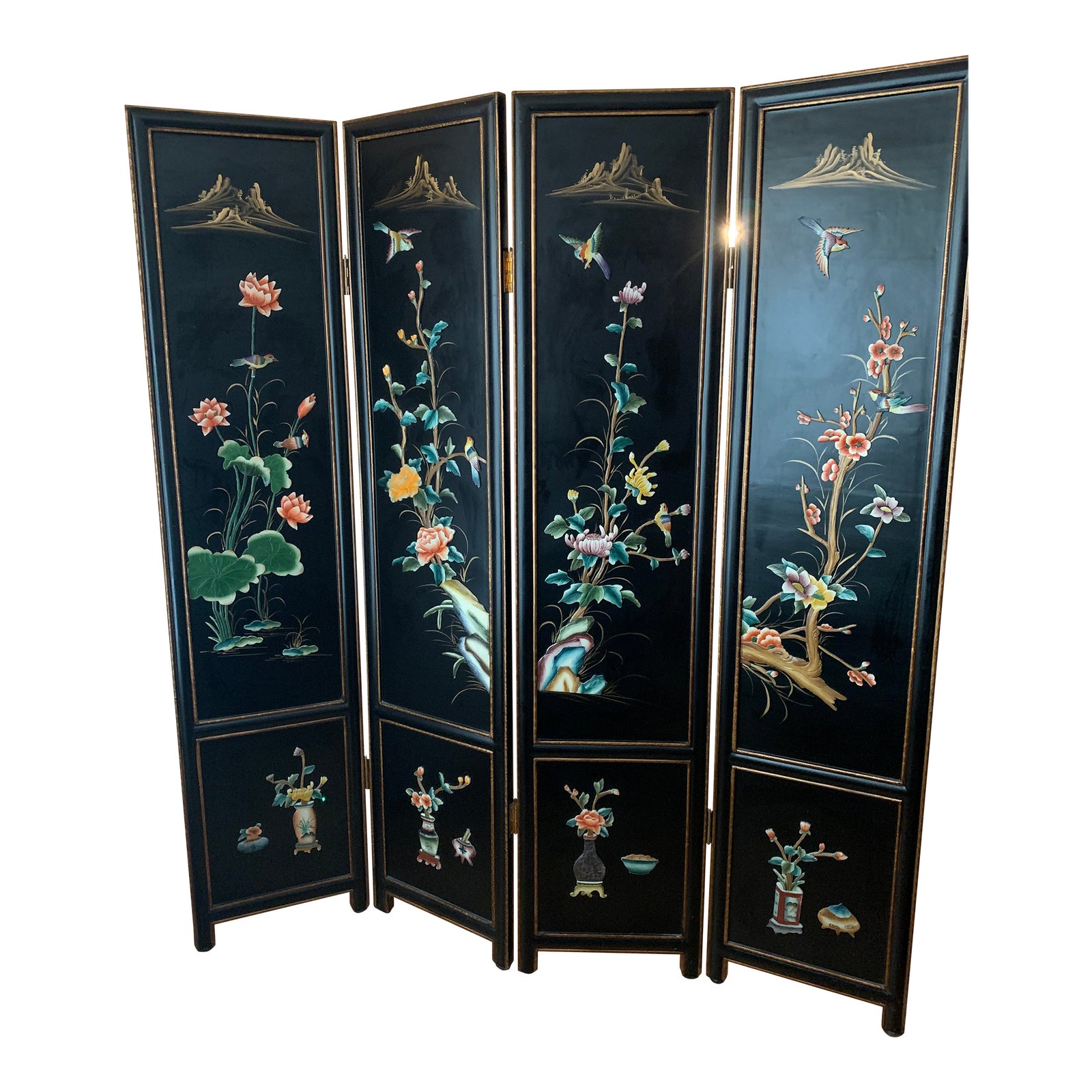 1980s Oriental Wood Screen/Room Divider Chairish