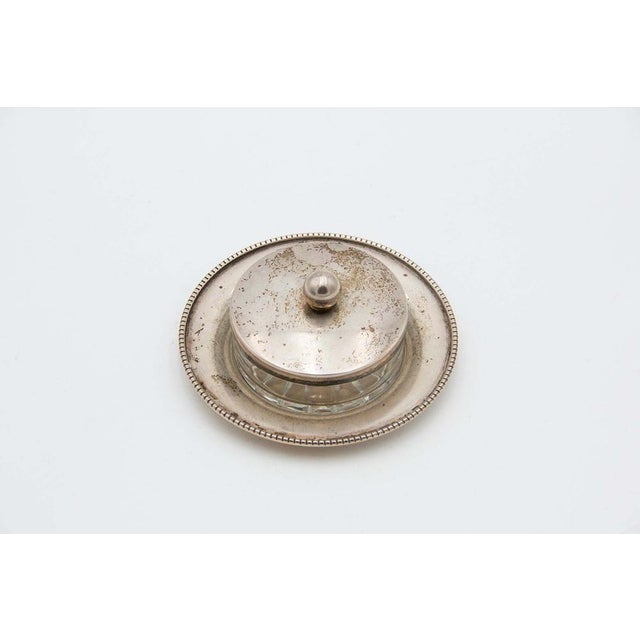 Silver Butter Dish with Pearl Saucer For Sale - Image 3 of 3