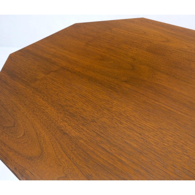 Mid-Century Modern Walnut Octagon Shape End Side Occasional Tables - A Pair For Sale - Image 10 of 12