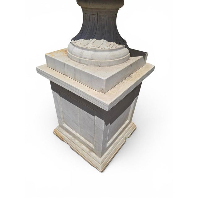 White Large Italian Hand-Carved Marble Urns, 1950s, Set of 2 For Sale - Image 8 of 12