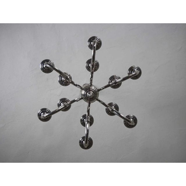 White Metal 12-Arm Chandelier For Sale - Image 3 of 7