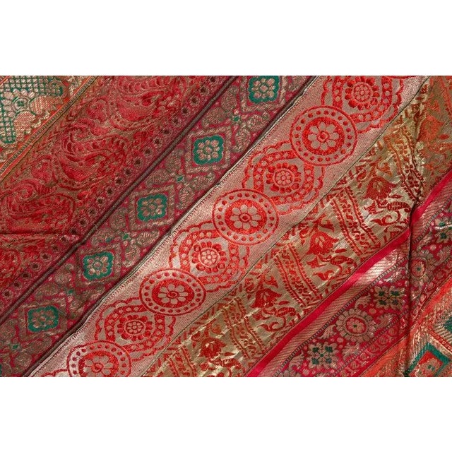 Vintage Red Orange and Purple Indian Sari Fabrics For Sale - Image 12 of 13