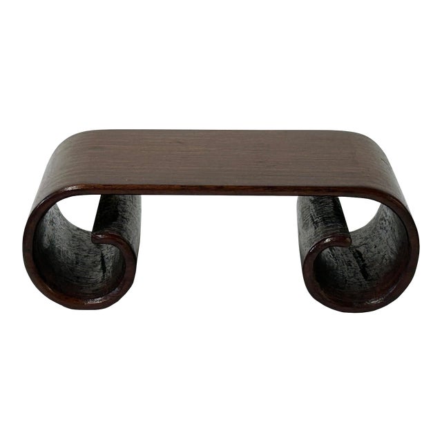 3" Brown Wood Scroll Legs Rectangular Display Stand Riser Easel For Sale