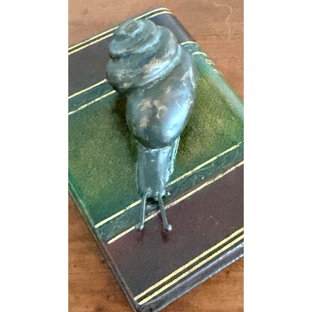 Green Maitland Smith Bronze Snail on Book Paper Weight For Sale - Image 8 of 8