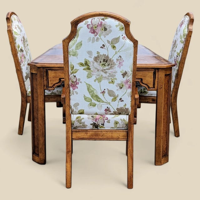 White Vintage Hollywood Regency Burl Wood Dining Set, 1970s, Mid-Century Modern, Mid-Century For Sale - Image 8 of 10