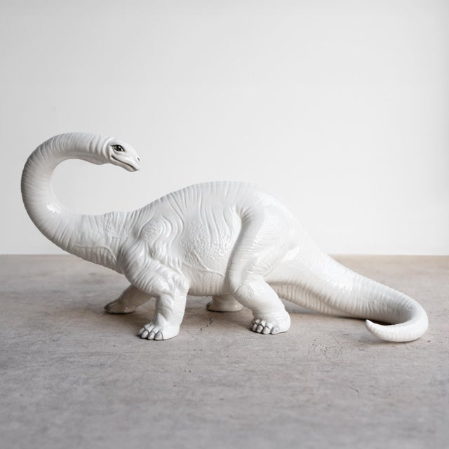 Vintage Italian Bassano Ceramic Dinosaur Sculpture - White Pottery Brontosaurus Figure, 1970s For Sale - Image 4 of 18