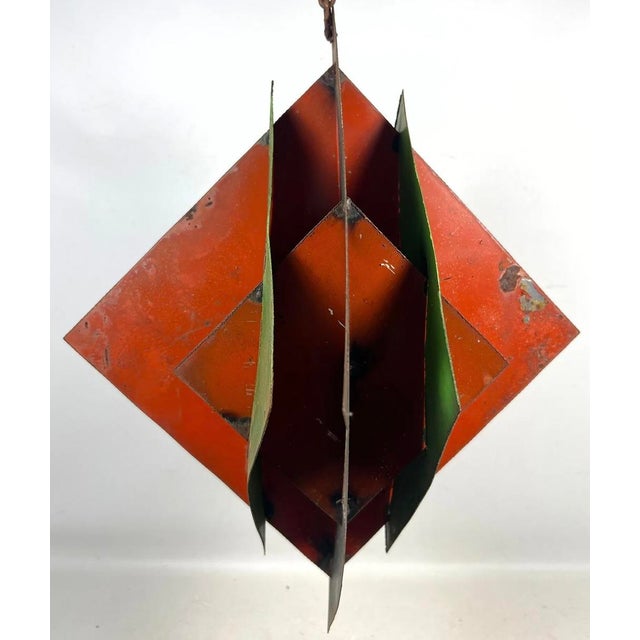 Paint Mid Century Modern Kinetic Metal Hanging Fish Sculpture With Painted Enamel Fins For Sale - Image 7 of 9