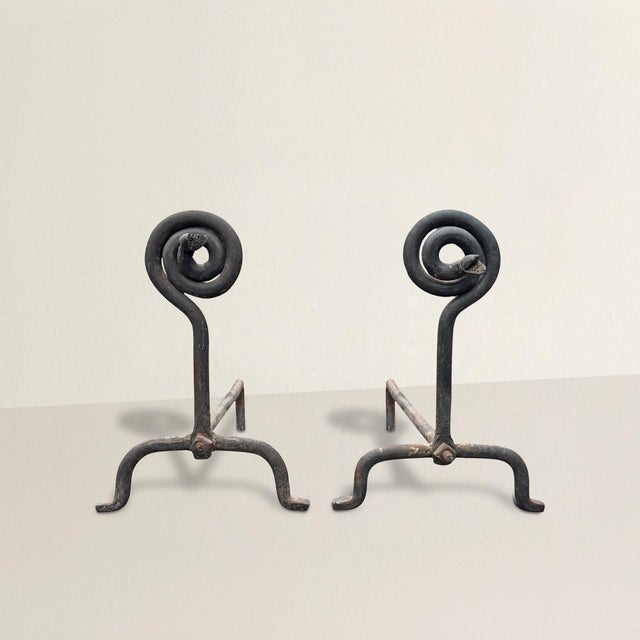 They stopped us mid-stride—the way only true originals can. This pair of early–mid 20th century hand-wrought iron...