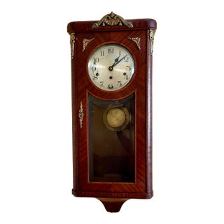 Antique German Inlaid French Style Box Wall Clock 8 Day With Westminster Chime For Sale