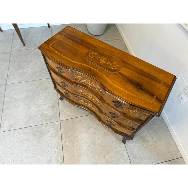 Baroque Style Chest of Drawers with 3 Drawers, Marquetry G2235 For Sale - Image 4 of 11