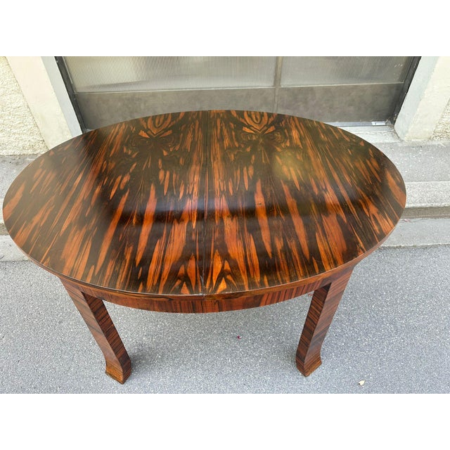 Extendable Oval Table in Zebrano Wood and Briar, 1930s For Sale - Image 13 of 13