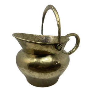 Antique Italian Hammered Brass Coal Scuttle/Water Bucket