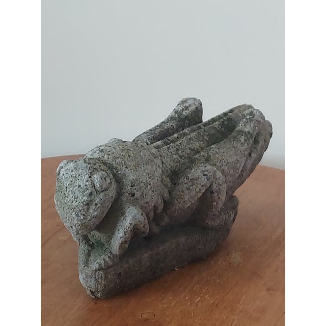 Mid 20th Century Rare Vintage Hand Carved Stone Garden Sculpture of Aztec Grasshopper For Sale - Image 5 of 12