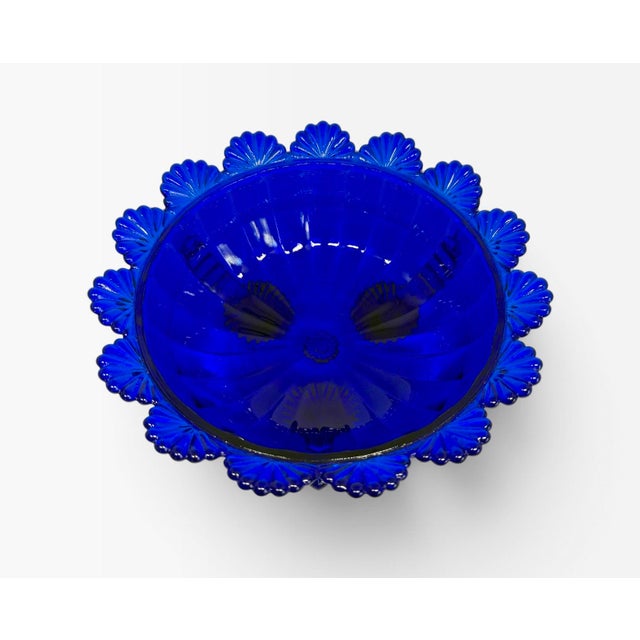 1980’s Mosser Glass Cobalt Blue Footed Centerpiece Fruit Bowl - 8” Wide For Sale In Washington DC - Image 6 of 12